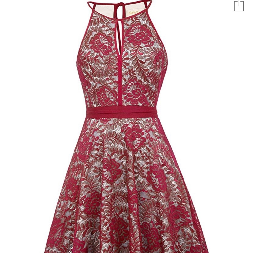 Lace halter sleeveless formal dress
